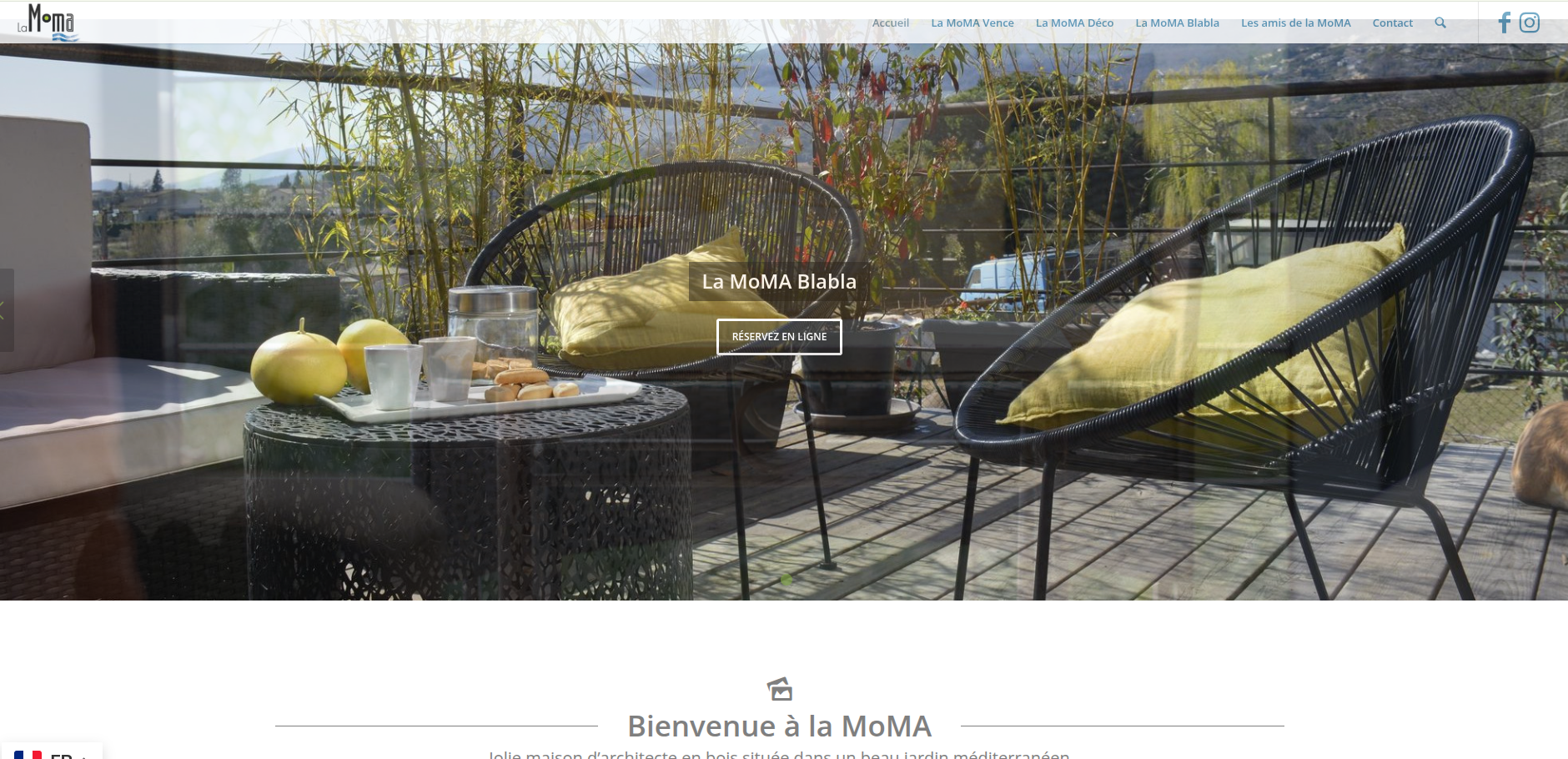 Capture d'écran de l'accueil du site La MoMA Vence